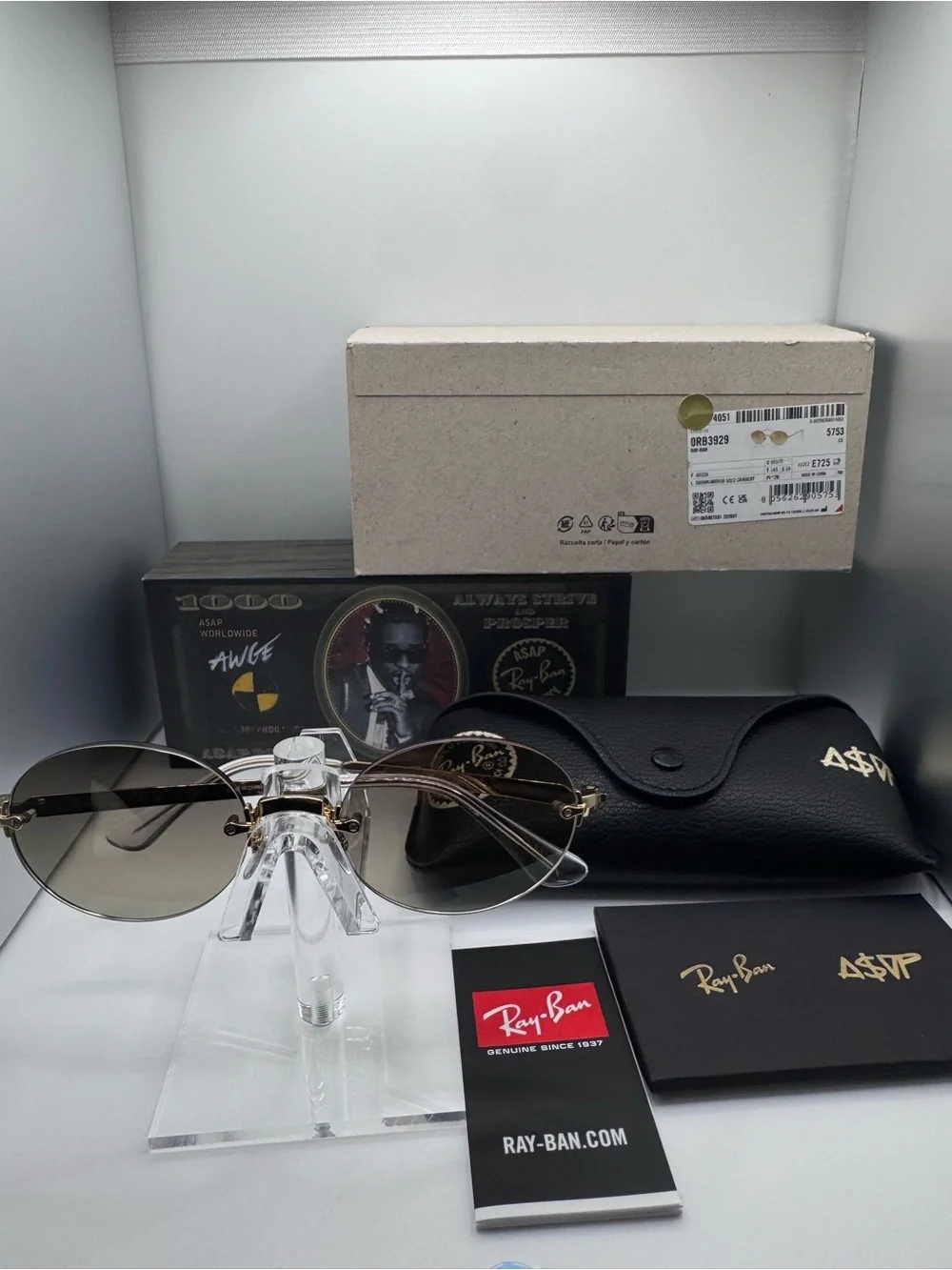 Ray-Ban Gold Frame Sunglasses with Brown Lenses and Gold Accents